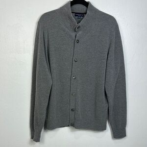 Peter Millar Gray Wool Blend Mock Neck Cardigan Sweater Size XL